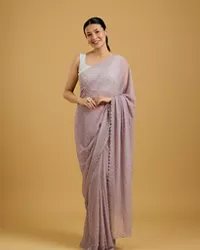 Dazzling Purple Georgette Saree - Image 6